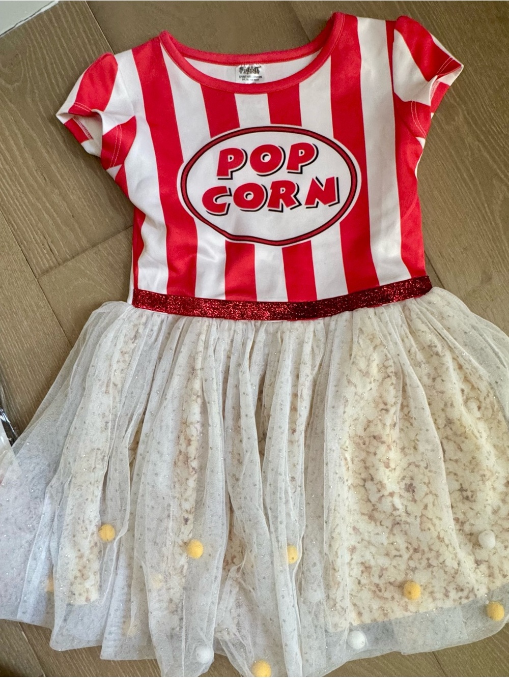 Popcorn Costume Dress - Spirit red and white with headband